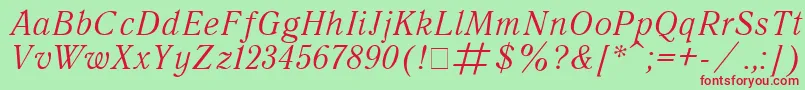 QuantantiquaItalic-fontti – punaiset fontit vihreällä taustalla