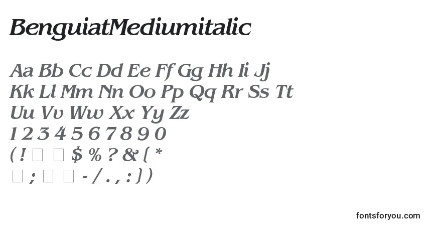 Schriftart BenguiatMediumitalic – Alphabet, Zahlen, spezielle Symbole