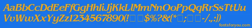 BenguiatMediumitalic-Schriftart – Orangefarbene Schriften auf blauem Hintergrund