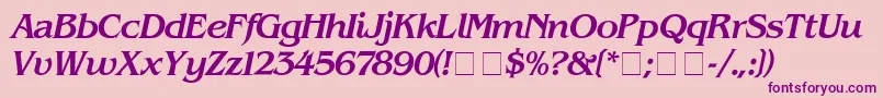 BenguiatMediumitalic-fontti – violetit fontit vaaleanpunaisella taustalla