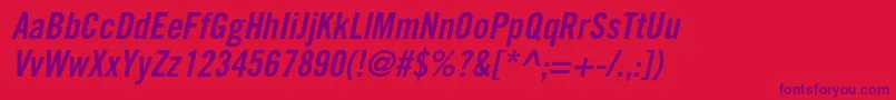 TradegothicltstdBdcn20obl Font – Purple Fonts on Red Background