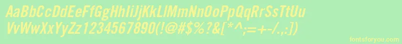 TradegothicltstdBdcn20obl Font – Yellow Fonts on Green Background