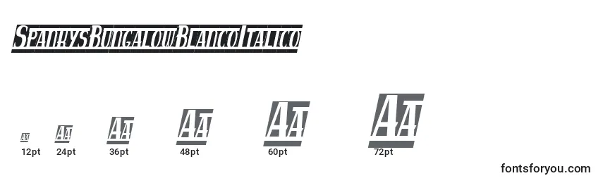 SpankysBungalowBlancoItalico Font Sizes