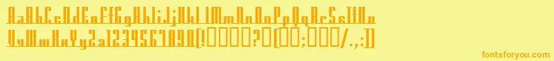 フォントAmericanaDreamsUprightBold – オレンジの文字が黄色の背景にあります。