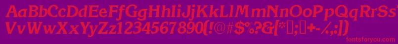 フォントViticasskItalic – 紫の背景に赤い文字