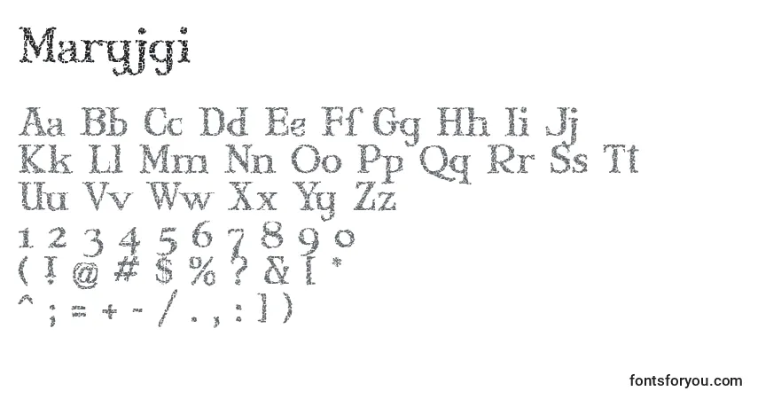 Schriftart Maryjgi – Alphabet, Zahlen, spezielle Symbole