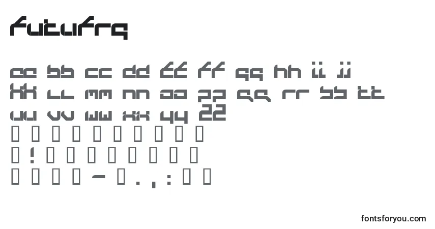 A fonte Futufrg – alfabeto, números, caracteres especiais