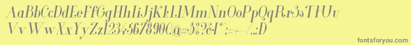 フォントGlamorCondenseditalic – 黄色の背景に灰色の文字