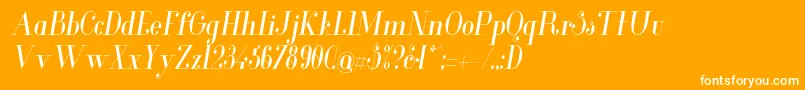 GlamorCondenseditalic-Schriftart – Weiße Schriften auf orangefarbenem Hintergrund