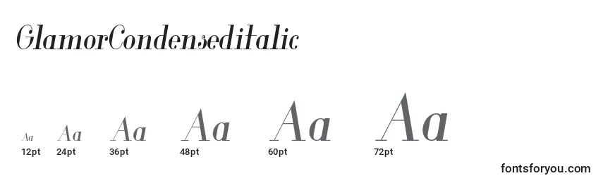 Размеры шрифта GlamorCondenseditalic (32278)