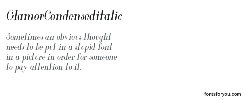 Review of the GlamorCondenseditalic (32278) Font
