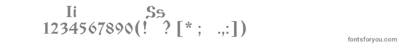 フォントIzhitsaos – 白い背景に灰色の文字