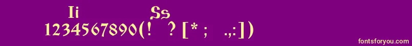 Izhitsaos-fontti – keltaiset fontit violetilla taustalla