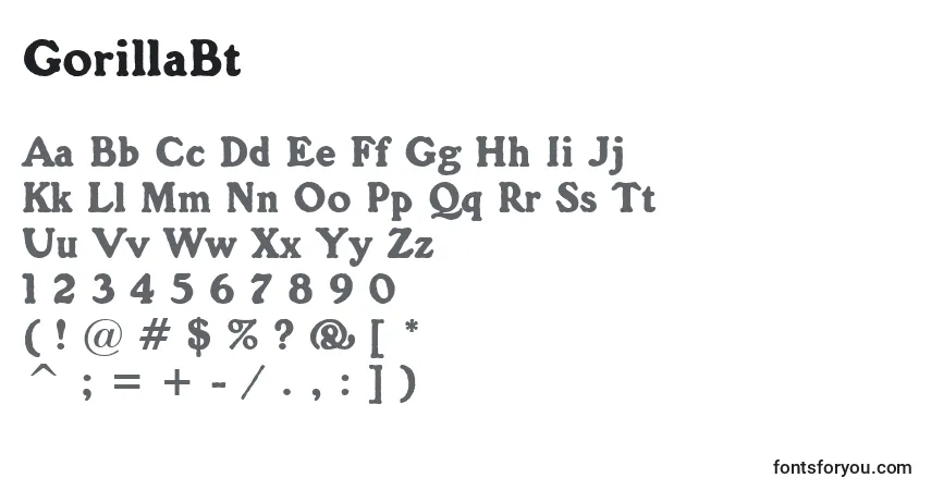 A fonte GorillaBt – alfabeto, números, caracteres especiais