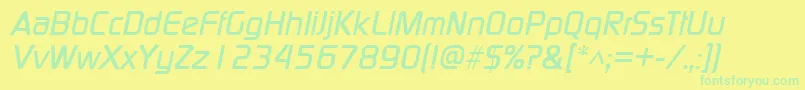 Czcionka ModaerneItalic – zielone czcionki na żółtym tle