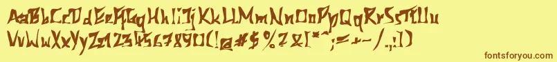 フォント612kb – 茶色の文字が黄色の背景にあります。