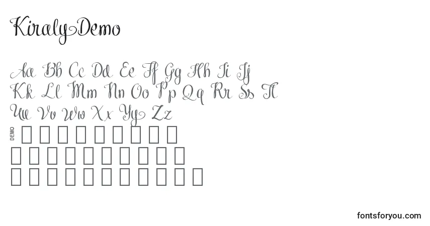 Шрифт KiralyDemo – алфавит, цифры, специальные символы