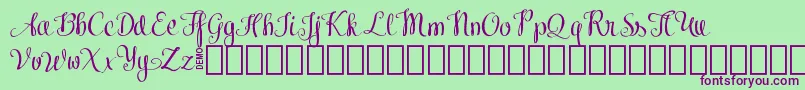 KiralyDemo Font – Purple Fonts on Green Background