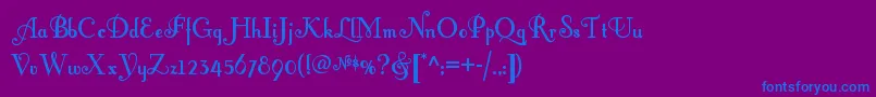 フォントFontleroybrownnf – 紫色の背景に青い文字