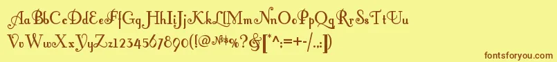 Fontleroybrownnf-Schriftart – Braune Schriften auf gelbem Hintergrund