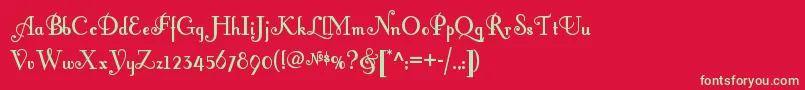 Fontleroybrownnf-Schriftart – Grüne Schriften auf rotem Hintergrund