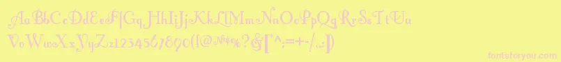 Fontleroybrownnf-fontti – vaaleanpunaiset fontit keltaisella taustalla