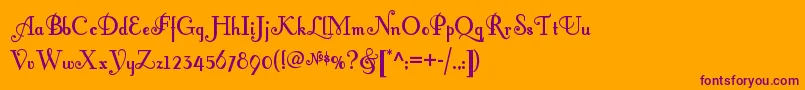 Fontleroybrownnf-Schriftart – Violette Schriften auf orangefarbenem Hintergrund