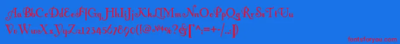 フォントFontleroybrownnf – 赤い文字の青い背景