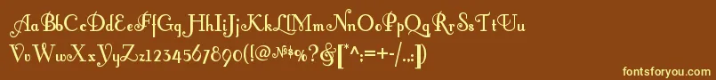 Fontleroybrownnf-fontti – keltaiset fontit ruskealla taustalla