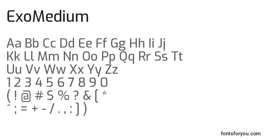 Шрифт ExoMedium – алфавит, цифры, специальные символы