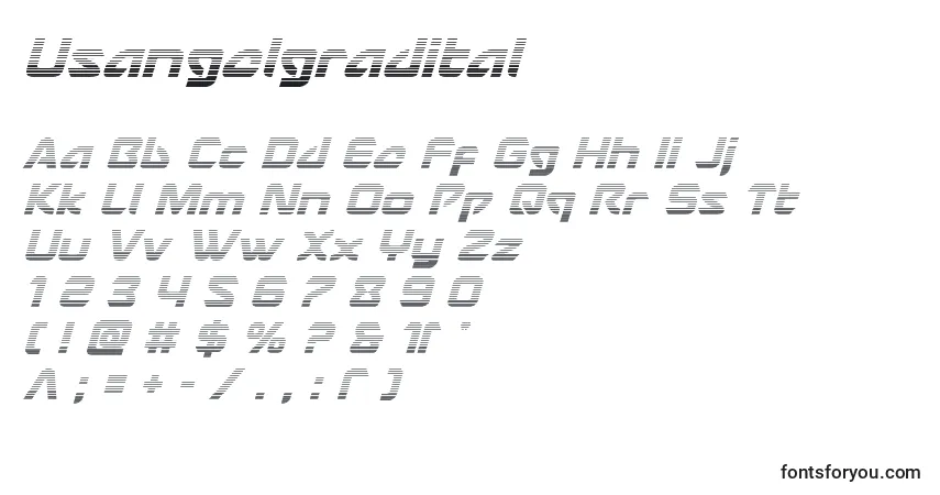 Schriftart Usangelgradital – Alphabet, Zahlen, spezielle Symbole