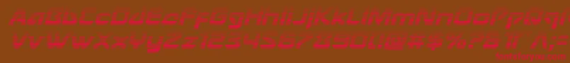 フォントUsangelgradital – 赤い文字が茶色の背景にあります。