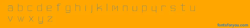 SkinnyMinnie-Schriftart – Blaue Schriften auf orangefarbenem Hintergrund