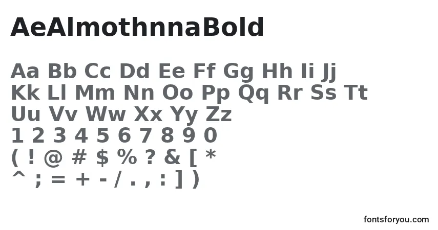 Шрифт AeAlmothnnaBold – алфавит, цифры, специальные символы