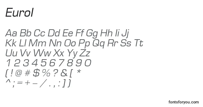 Czcionka EuroI – alfabet, cyfry, specjalne znaki