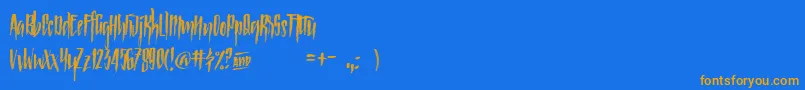 Strained Font – Orange Fonts on Blue Background