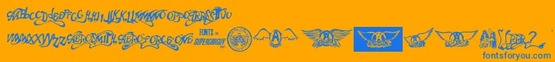 AeroВ·fontВ·one Font – Blue Fonts on Orange Background