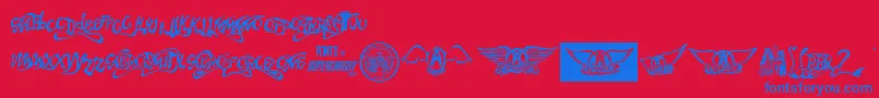 AeroВ·fontВ·one Font – Blue Fonts on Red Background
