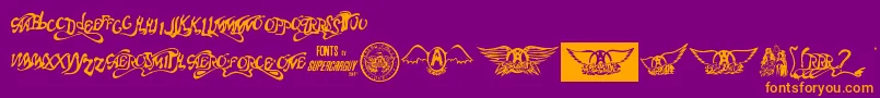 フォントAeroВ·fontВ·one – 紫色の背景にオレンジのフォント