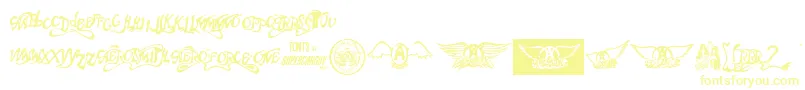 フォントAeroВ·fontВ·one – 白い背景に黄色の文字