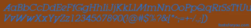 LugabookadBookOblique Font – Blue Fonts on Brown Background