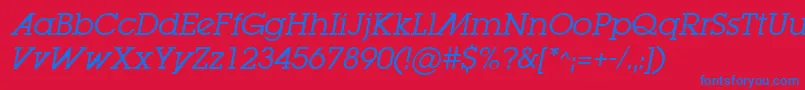 LugabookadBookOblique Font – Blue Fonts on Red Background