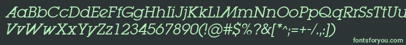 LugabookadBookObliqueフォントについての詳細 フォントLugabookadBookOblique – 黒い背景に緑の文字