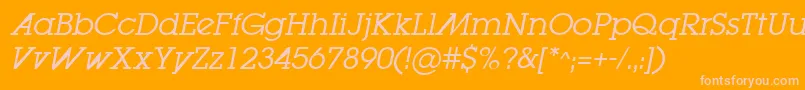 LugabookadBookOblique-fontti – vaaleanpunaiset fontit oranssilla taustalla