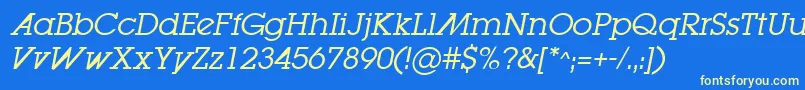 Fonte LugabookadBookOblique – fontes amarelas em um fundo azul