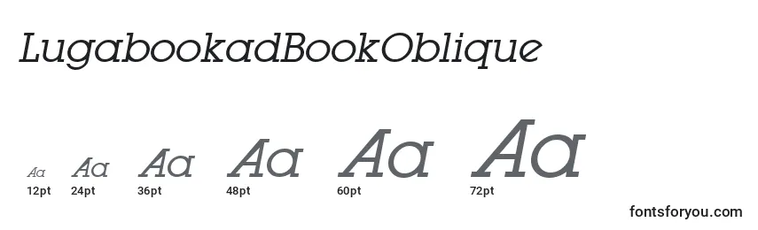 LugabookadBookOblique-fontin koot