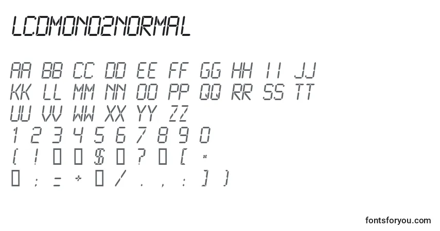 Lcdmono2Normal-fontti – aakkoset, numerot, erikoismerkit