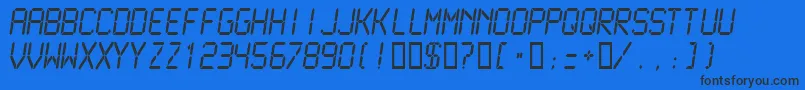 Lcdmono2Normal-Schriftart – Schwarze Schriften auf blauem Hintergrund