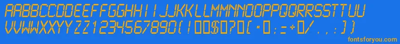 Lcdmono2Normal Font – Orange Fonts on Blue Background
