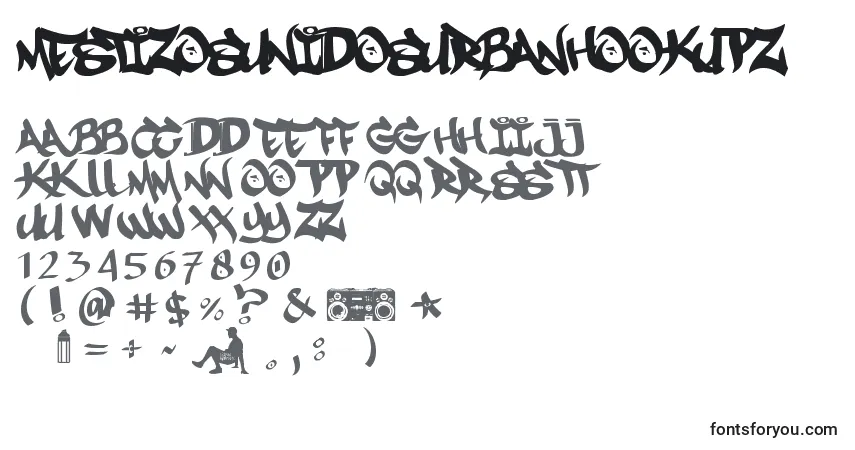 A fonte MestizosUnidosUrbanHookupz – alfabeto, números, caracteres especiais